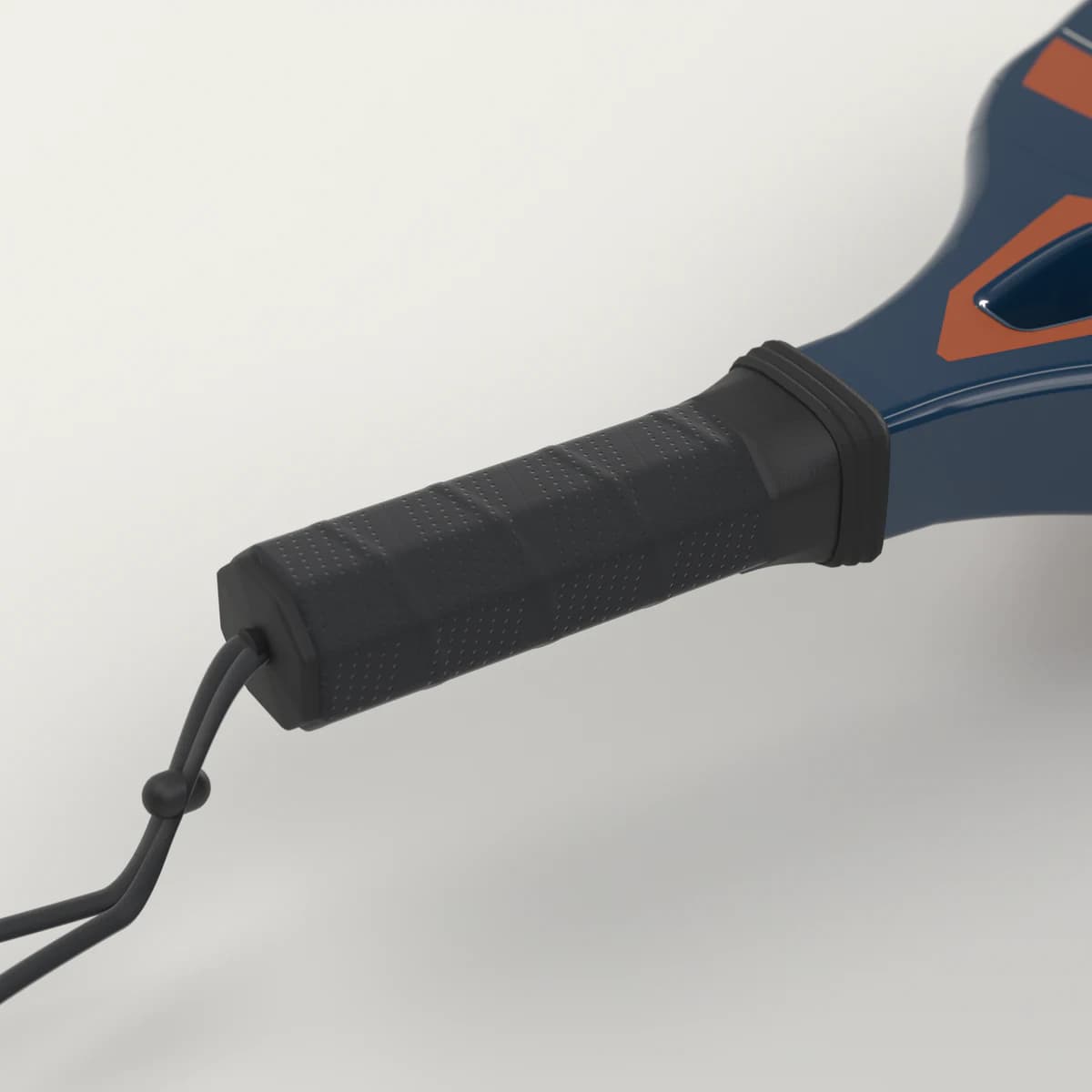 Render van het MerchPadel-racket: close-up van het handvat met grip