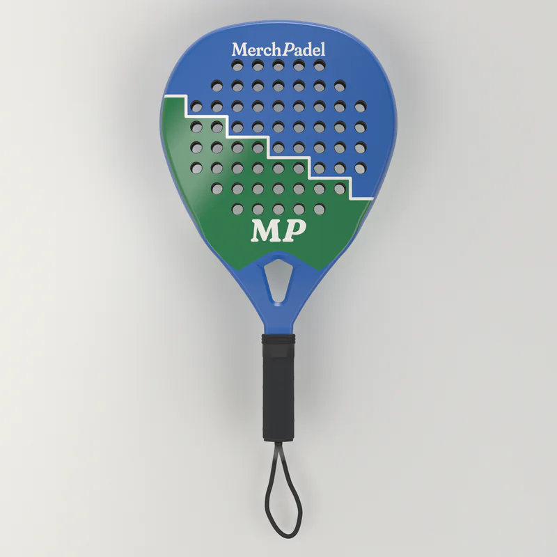 MerchPadel 18K carbon padelbat, design Split, blå og grøn, set forfra