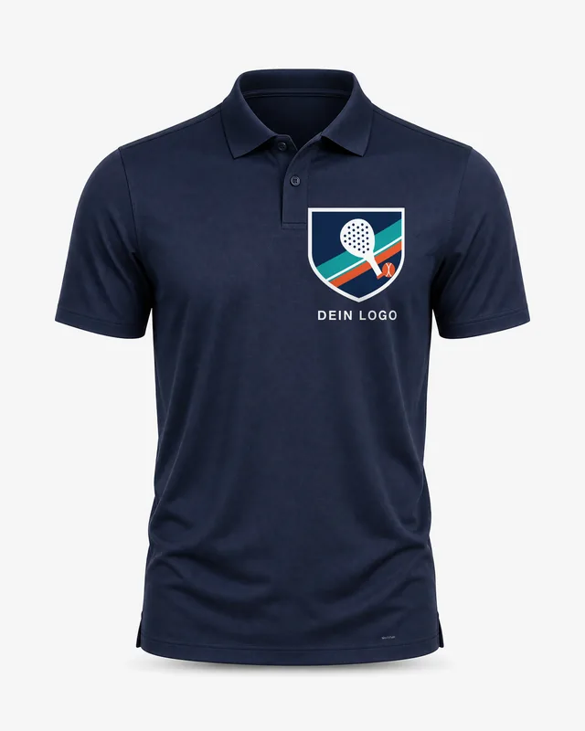 Performance-Polo navy mit eigenem Logo