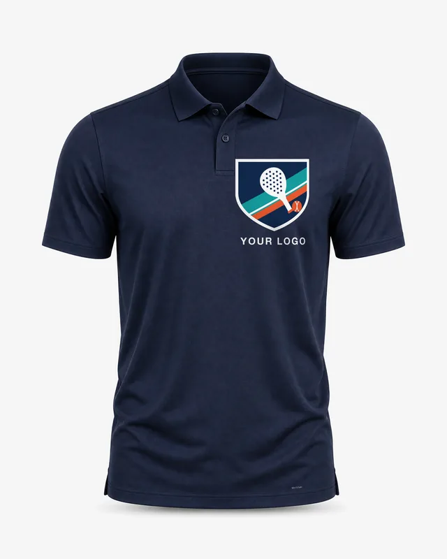 Performance polo navy with your own logo