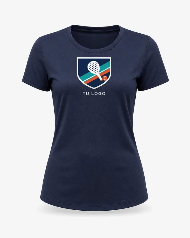 Camiseta de pádel mujer azul marino con tu logo
