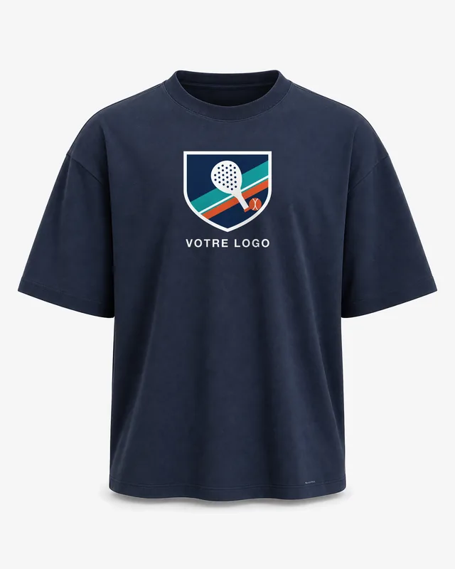 T-shirt de padel oversize bleu marine avec votre logo