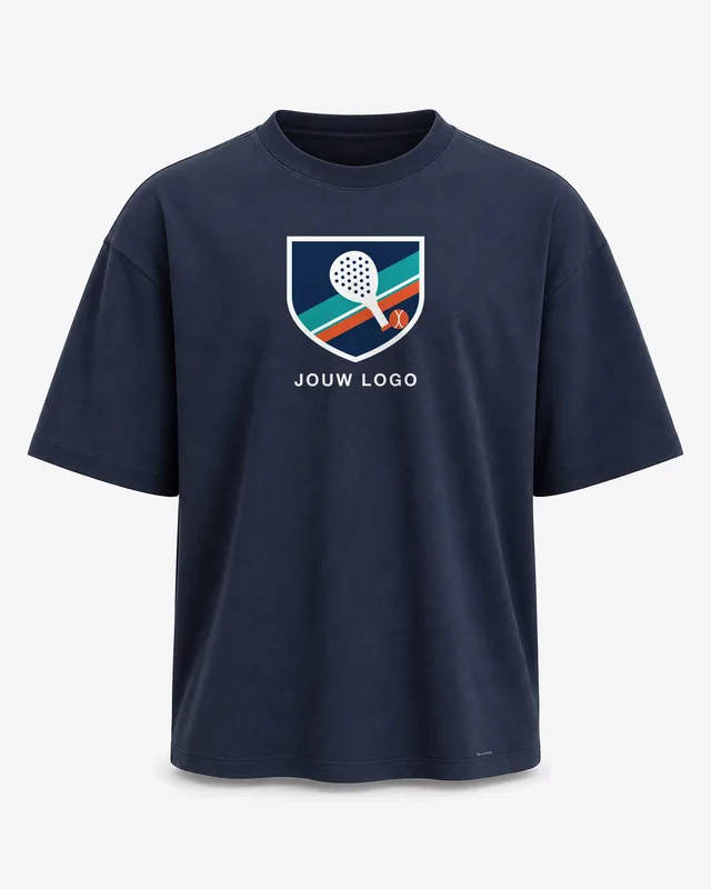Oversized padel T-shirt navy met eigen logo