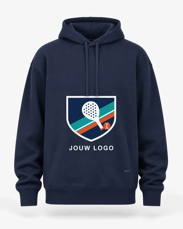 Padelhoodie unisex navy met eigen logo