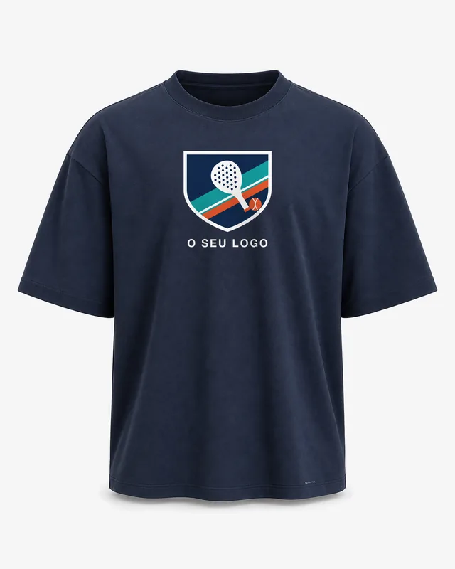 T-shirt de padel oversize azul-marinho com o teu logótipo