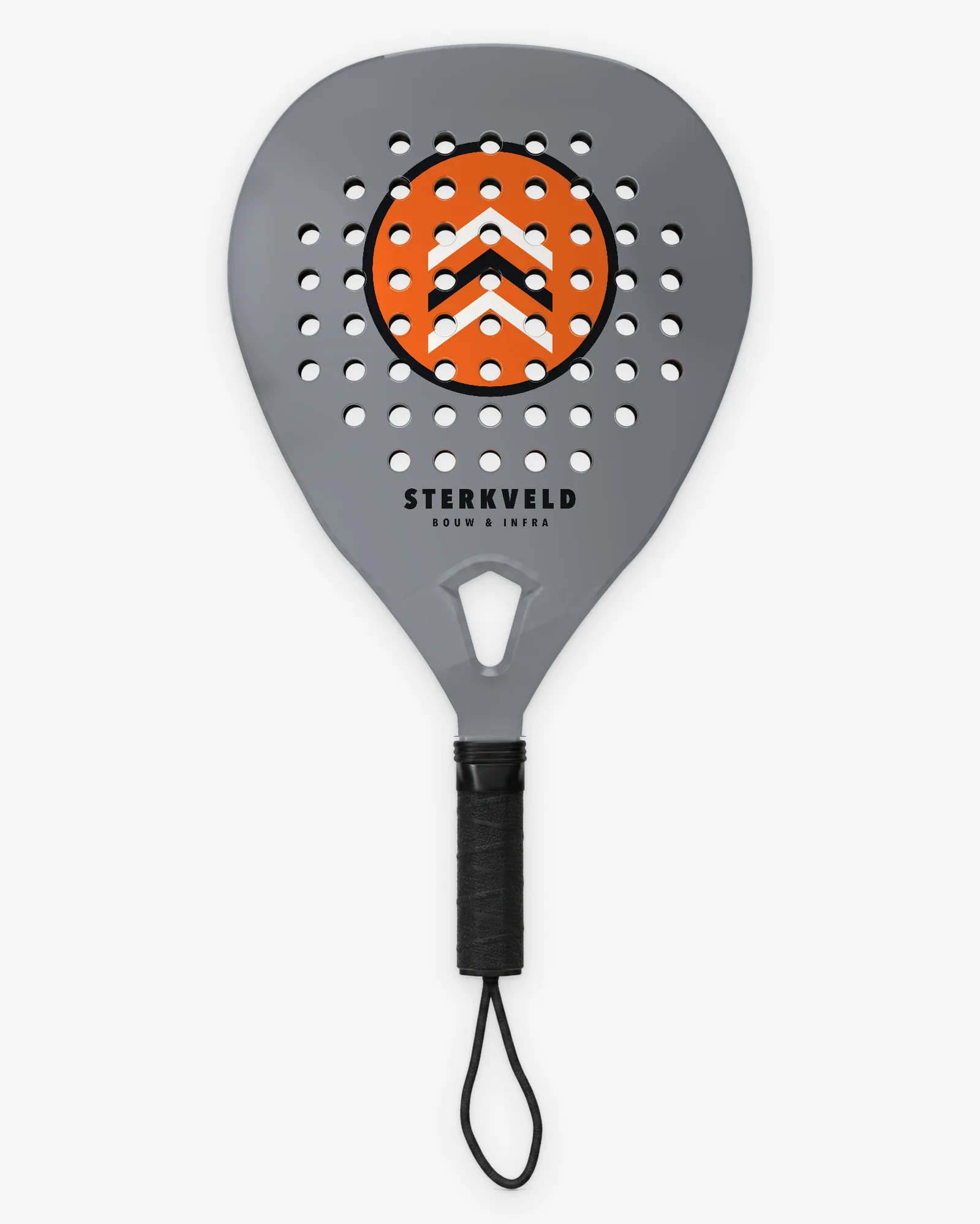 Padelracket met het logo van Sterkveld, voorbeeldontwerp