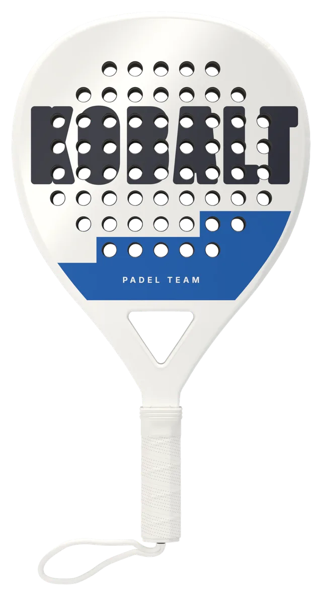 Kobalt Padel Team: Beispieldesign auf dem MerchPadel-Schläger, Vorderansicht
