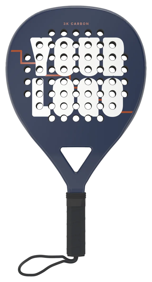 YOUR LOGO: Beispieldesign auf dem MerchPadel-Schläger, Vorderansicht